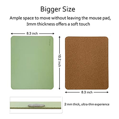 MelVan PU Leather Mouse Pad with Stitched Edge, Wood Mousepad, Waterproof Gaming Mouse Pad Mat for Computers, Laptop, Office & Home, 10.2" x 8.3", 1 Pack (Matcha Green) - color: Matcha Green
