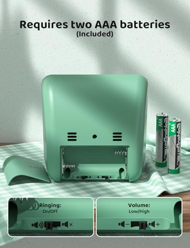 LIORQUE Visual Timer for Kids, 60 Minute Countdown Timer, Green | Non-Ticking, 3 Volume Levels, Timer for Classroom Kitchen Office ADHD, 2 AAA Batteries Included - color: Green