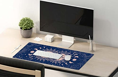 SSOIU Large Mouse Pad, Astrology Desk Mat for Desktop, Women Girls Waterproof Gaming Mousepad, Crescent Moon and Sun Computer PC Laptop Protector Writing Pads for School Office Home 35.5" x 15.7" - color: Crescent Moon and Sun