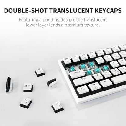 Hexgears X1 Pro Wireless Mechanica Keyboard, Tri-Mode Bluetooth/2.4G/USB-C, Hot-Swappable Clicky Switch Gaming Keyboard, Mini Compact White Backlit Keyboards with Wrist Rest - White - color: Panda-X1 Pro, size: Clicky