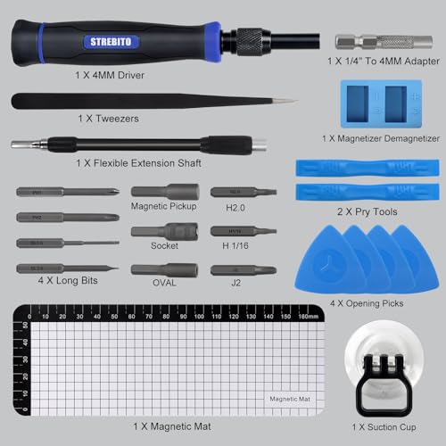 STREBITO Precision Screwdriver Set 153 in 1 Small Magnetic Screwdriver Set | Electronics Screwdriver Set Mini Repair Tool Kit for RC, Computer, PC, Laptop, iphone, Macbook, PS5, Xbox, Jewelers, Glasses - color: Blue