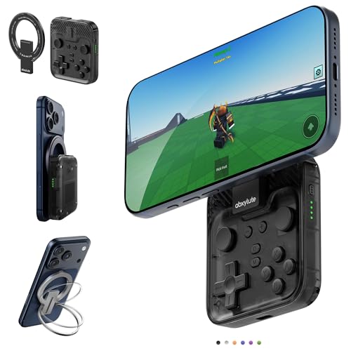 abxylute M4 Snap-On Mobile Gaming Controller for Android & iPhone, Switch 1&2, Portable Bluetooth Controller, Pocket-Sized Retro Arcade Phone Gamepad Kickstand, Dual Joystick Turbo Pro Gaming Magnetic (Black) - color: Black