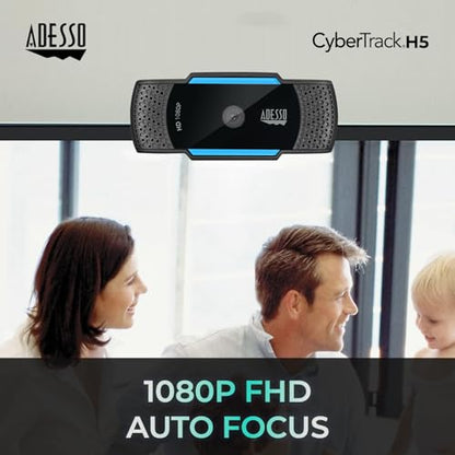 Adesso CyberTrack H5-TAA 1080P HD Auto Focus Webcam with Built-in Dual Microphone, Tripod Mount and Privacy Shutter Cover TAA Compliant