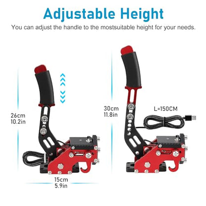 CNSPEED Upgrade 2-in-1 64 Bit USB Handbrake for G920 Compatible With Xbox/Xbox series S/Xbox series X + PC System for Simulated Racing Games with Non-Contact Plus Hall Sensor with Clamp Black+Red - color: RED