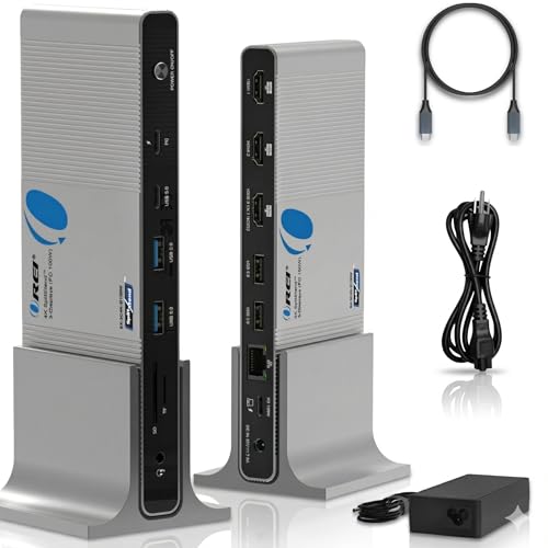 OREI DisplayLink Docking Station 3 Monitors – 3X 4K@60Hz HDMI – 6X USB (4X USB 3.0), Gigabit Ethernet, 100W PD, AUX – Triple Monitor Docking Station with Win & Mac Support | OREI DisplayLink Docking Station 3 Monitors – 3X 4K@60Hz HDMI – 6X USB (4X USB 3.