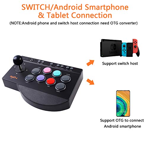 PXN Arcade Fight Stick Joystick for PC Switch Nintendo,Xbox Series X|S, PC,PS4,PS3,Xbox One,Android TV Box,Windows,with USB Port,Turbo & Macro Functions Arcade Controllers