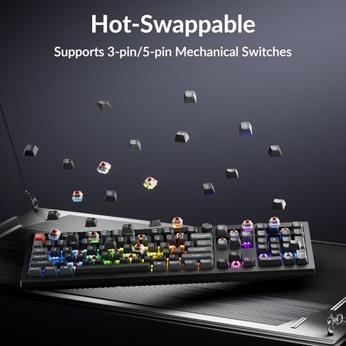 Keychron V6 Ultra 8K Wireless Mechanical Keyboard, 8000Hz Polling Rate Tri-Mode (2.4G/BT/Wired) Full Size Gaming & Office Keyboard, Hot-swappable Red Switches, ZMK/Web Launcher, for Mac/Win/Linux - style: Red Switch