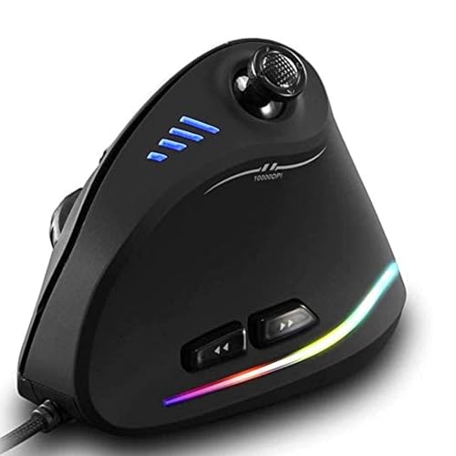 Zeerkeer Ergonomic Vertical Mouse, RGB Wired Vertical Gaming Mouse with Joystick, 10000 Max DPI and 11 Programmable Buttons for Gamers, Computer (Wired)