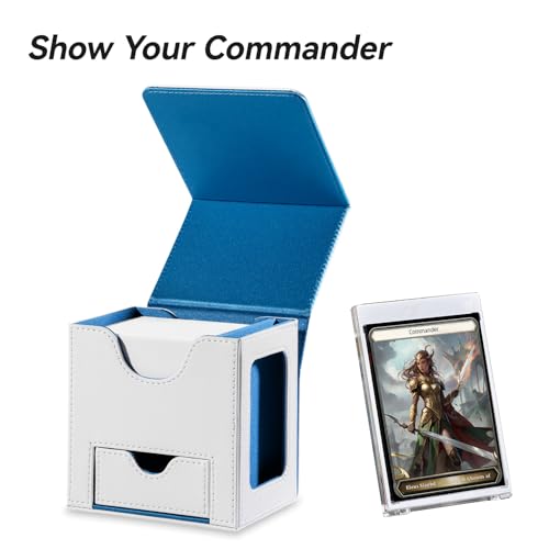 Mage Tech Card Deck Box for MTG Commander - Patented Design, Commander Display, Fits 100 Double-Sleeved Cards, 35pt Card Brick & Dice Tray - White/Blue - color: 3. Verdict (White/Blue)