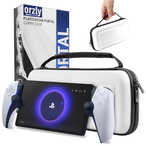 Carry Case designed for Playstation Portal remote player for PS5 Console holds accessories, Travel and Storage Protection for headset charger and more WHITE/BLACK - Easy Clean Case Gift box Edition - color: A White Case