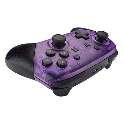 eXtremeRate Clear Atomic Purple Faceplate and Backplate for Nintendo Switch Pro Controller, DIY Replacement Shell Housing Case for Nintendo Switch Pro - Controller NOT Included - color: Clear Atomic Purple