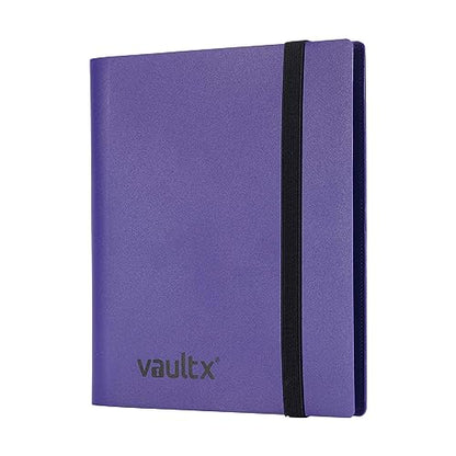 Vault X 4 Pocket Strap Trading Card Binder 160 Cards Side Loading (Purple) | Holds 160 standard-size TCG cards in 20 side-loading 4-pocket pages. Padded, water-resistant cover. - color: Purple