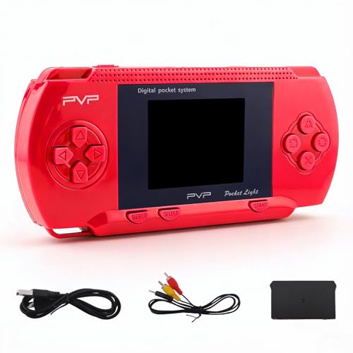 Red Handheld Game Console, 74 Built-in 8-Bit Games | Portable game player with 74 retro games, 2.4" Screen, USB rechargeable battery, fun gift for kids and families - color: Red
