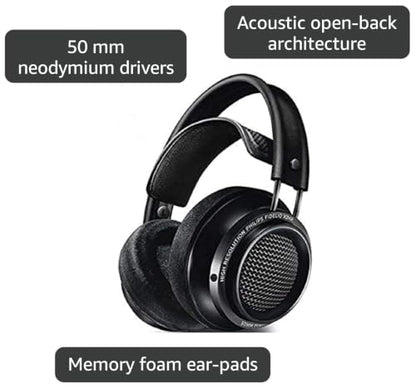 Philips Fidelio X2HR Over The Ear Open Back Wired Headphone 50mm Drivers- Black Professional Studio Monitor Headphones with Detachable Cable