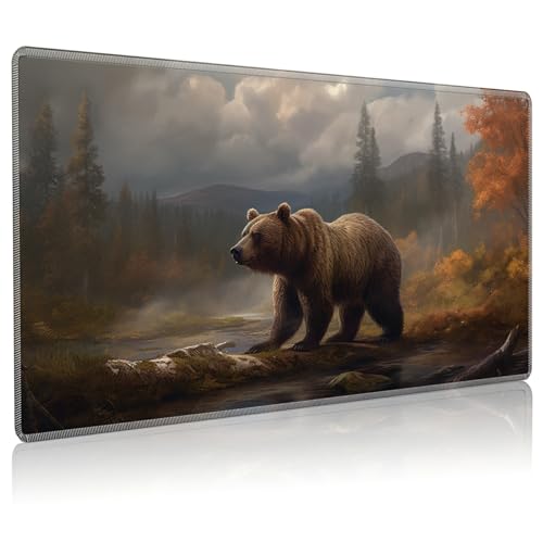 MTG Playmat, 24 x 14 inches, Brown Bear, Trading Card Game Play Mat - color: Brown Bear, size: Regular