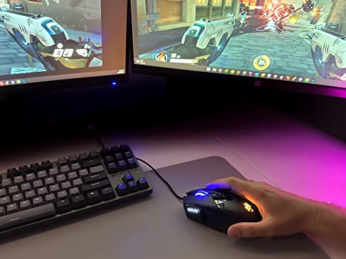 MOJO Pro Performance Silent Gaming Mouse - Wired Mouse with 9 Programmable Buttons Including Sniper Key, 12000 DPI, 1000 Hz, Force Adjustable, Custom Profiles - style: Pro Performance