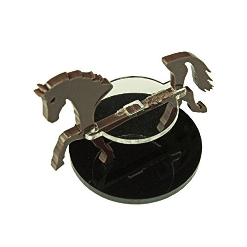 LITKO Horse Mount | Compatible with D&D & Pathfinder | 40mm Round | Brown | Turns a 30mm (1.25-inch) hero into a saddled rider | Large base | Includes steed + clear acrylic base | Glue assembly - color: Brown, style: 40mm Circular Base