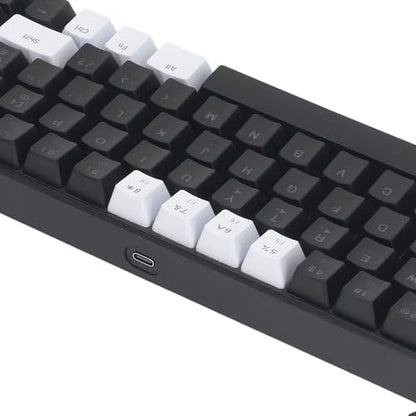 XUMIUZIY Membrane Wired Gaming Keyboard, RGB Backlit Membrane Gaming Keyboard, 68 Keys Linear Mechanical Feel Keyboard Ergonomic, USB Computer Keyboard for Office Home Game (White Black) - color: White Black