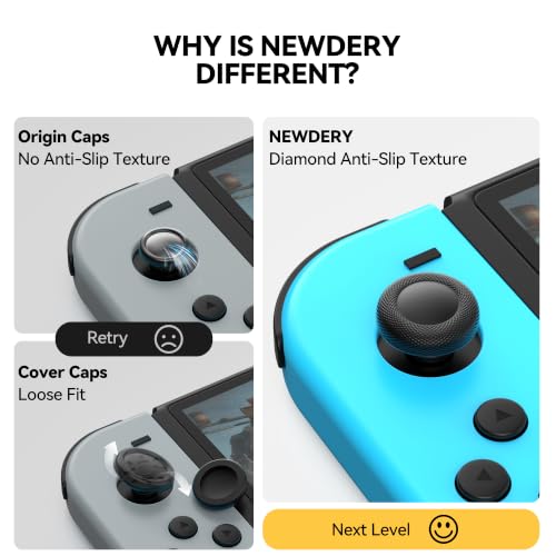 NEWDERY Replacement Thumb Grips for Nintendo Switch/OLED/Lite | 10PCS, Anti-Slip, Diamond Texture, TPU Grip Caps, Joystick Covers, Repair Accessories, for Nintendo Switch/OLED/Lite Joy-Con