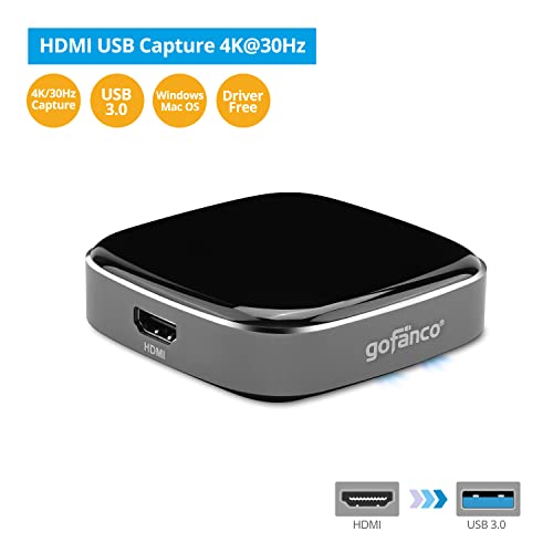 gofanco USB 3.0 HDMI Video Capture Device (CaptureHD4K) | up to 4K30Hz and 1080p 120Hz, Low Latency for Xbox, Nintendo Game Consoles