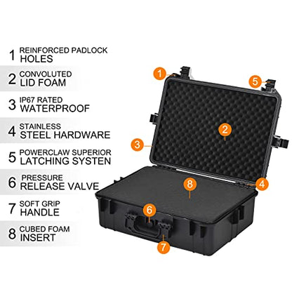 MEIJIA Portable Waterproof Protective Hard Case, Camera Case with Customizable Fit Foam Inserted,Fit Use of Drones,Camera,Equipments, Elegant Black (22.4"X16.73"X8.46") - size: 22.4"X16.73"X8.46"