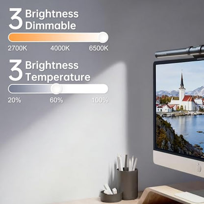 Monitor Light Bar with Motion Sensor, USB LED Desk Lamp,Home Office Gaming | No Glare Eye-Care LED Screen Bar,Touch Control USB Reading Desk Lamp for Flat & Curved Monitor - style: Touch+Sensor