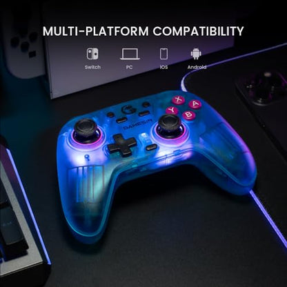 GameSir Nova Wireless Controller, Hall Effect Sticks, Dual RGB Circles, 1200mAh Battery, for Switch, PC, iOS, Android (Neon Teal) - color: Neon Teal