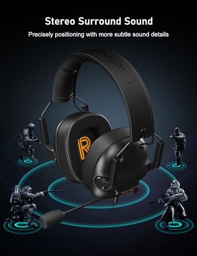 SENZER SG500 Surround Sound Pro Gaming Headset with Noise Cancelling Microphone - Soft Memory Foam Padding - Portable Foldable Headphones for PC, PS4, PS5, Xbox One, Switch - Black - color: Black