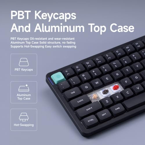 nuphy Air75 V3 Low Profile Mechanical Keyboard, 75% Custom Hot Swappable Wireless Keyboard with Gasket Mount, RGB Backlit, Multi-Device Bluetooth/2.4GHz/USB-C for Mac Windows, Black-Brown Nano Switch - color: Black, size: Brown nano Switch