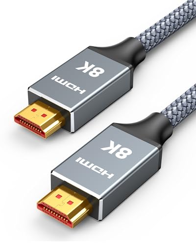 Capshi 6.6ft 8K 4K@120Hz HDMI Cable 2.1, 48Gbps High Speed Cord | for PS5/4, TV, Gaming Console, Monitor, 8K@60Hz, 2K@240Hz, 144Hz, Support HDR, eARC, DTS:X, HDCP 2.2 & 2.3, Braided - color: Grey, size: 6.6 feet, style: 8K