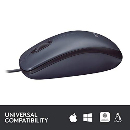 Logitech B100 Wired Mouse for Computer and Laptop, USB Corded Mouse, Right or Left Hand Use - Black (Pack of 2) - size: 1 Count (Pack of 2)