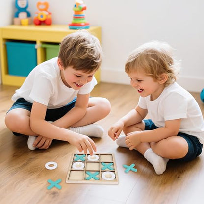 Tic Tac Toe Game - Classic XO Board Game for Kids and Adults - Portable Travel Games for Fun Family Game Night, 7" x 7" - color: Tic Tac Toe