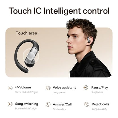 TINGER Open Ear Bluetooth Headphones 5.4 - IPX5 Waterproof Wireless Sports Earbuds,18H Playtime with Digital Power Display, Ultra-Light Weight Design for Cycling/Running/Gym (Silver) - color: Silver