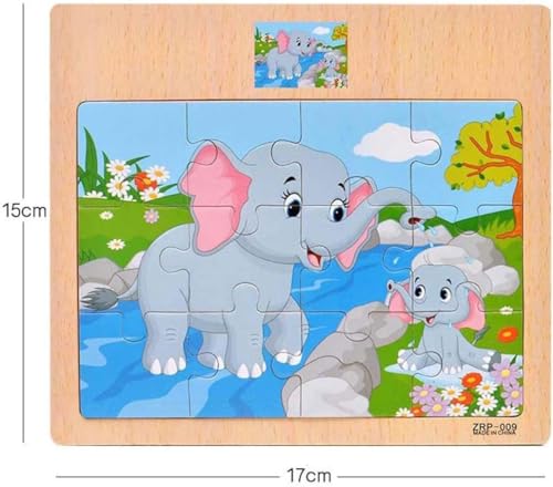CCLIFE Wooden Jigsaw Puzzles Set for Kids 2-5 Years 12 Piece Colorful Wooden Educational Animal Puzzles (4 Puzzles)