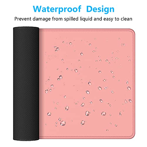 Dapesuom Large Gaming Mouse Pad, Extended Mouse Mat with Stitched Edges, Full Size Keyboard Pad with Non-Slip Base, Big XXL Computer Desk Mats for Gamer, Laptop, Office, 31.5 x 15.7in, Rose Pink - color: Rose Pink, size: 31.5L x 15.7W inches
