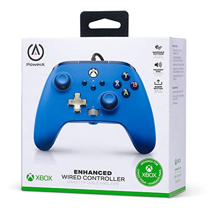 PowerA Enhanced Wired Controller for Xbox Series X|S - Blue, Officially Licensed for Xbox - color: Blue