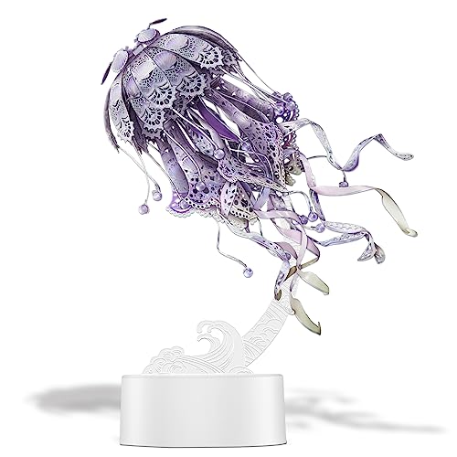 Piececool 3D Metal Model Kits, Jellyfish Night Lamp with USB Plug, Cute Sea Animals Hobbies DIY Models Building Kits Crafts for Adults Brain Teaser Puzzles, Home Decor Best Gifts - color: Purple