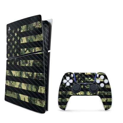 MightySkins Carbon Fiber Skin for PS5 PlayStation 5 Slim Digital Edition Bundle - American Camo Protective, Durable Textured Carbon Fiber Finish Easy to Apply Made in The USA - color: American Camo, size: PS5 Slim Digital Edition Bundle