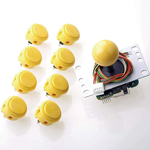 Sanwa JLF-TP-8YT Joystick + Sanwa 8 pcs OBSF-30 Push Button Bundle Kit Color : Yellow - for Arcade Game 4 & 8 Way Adjustable, Compatible with Catz Mad SF4 Tournament Joystick S@NWA - color: Yellow