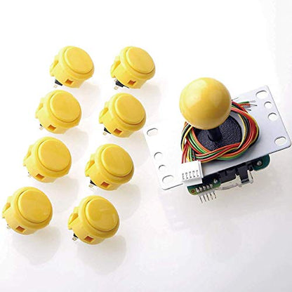 Sanwa JLF-TP-8YT Joystick + Sanwa 8 pcs OBSF-30 Push Button Bundle Kit Color : Yellow - for Arcade Game 4 & 8 Way Adjustable, Compatible with Catz Mad SF4 Tournament Joystick S@NWA - color: Yellow