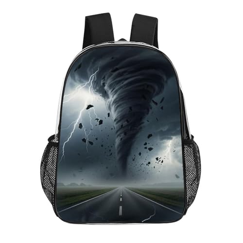 Fashion Teddy Print Clear Backpack Stadium Approved for Men Women | Transparent Bookbag with Reinforced Bottom, Adjustable Padded Shoulder Straps, Tornado Art - color: Pattern (335)
