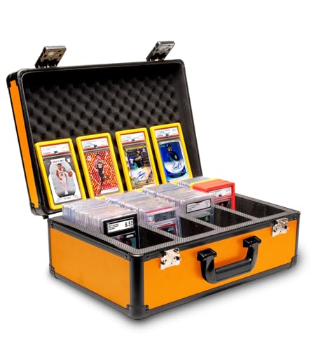 SLAB ARMOR 4 Row Graded Card Storage Box PSA Card Slab Case For Graded cards Holds 160+ Slabs Graded Card Case for PSA Slab Box Graded Card Storage Sports Baseball Card Collector Gifts ( ORANGE ) - color: ORANGE