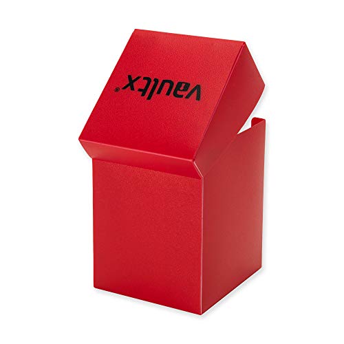 Vault X Large Standard Deck Box with 150 Black Sleeves, fits 100+ Sleeved Trading Cards (Red) - color: Red