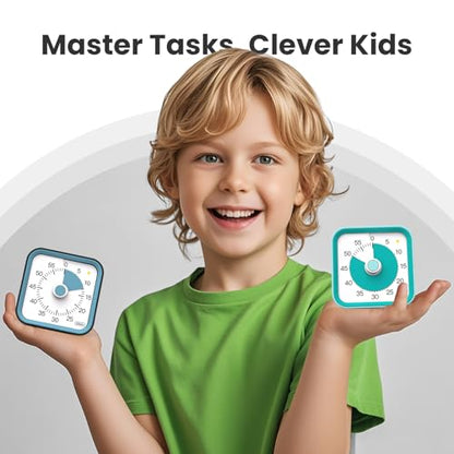 Visual Timer for Kids, Cute Timer with Pause Function, Green | Time Management for Classroom, ADHD, Kitchen, Toddlers, Study, Alarm 3 Volume Levels, Light Indicator, Easy to Use - color: Green