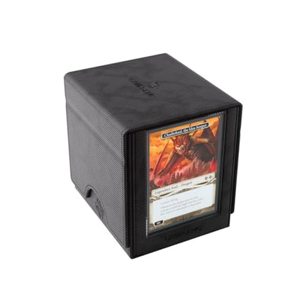 Gamegenic Sidekick Pro 100+ XL Convertible - Premium Deck Box with Secure Card Storage, UV Protected Slide Card Case, Display Top Card, Extra Token Drawer, Magnetic Closure, Black Color, Made - color: Black