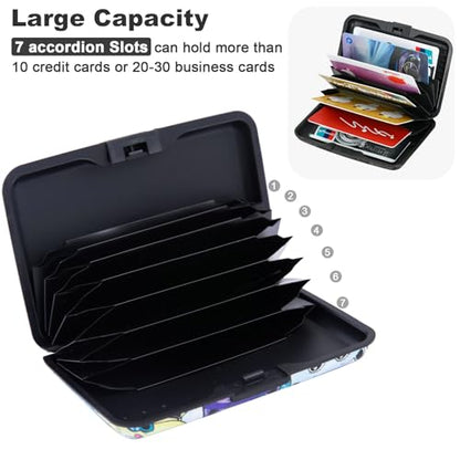 ELFISH Mini RFID Aluminum Wallet Credit Cards Holder Business Card Case Metal ID Case for Men Women (Color cat) - color: Color cat