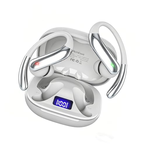 Bluetooth Headphones Wireless Earbuds Bluetooth 6.0 Headphone, Sport Bluetooth Earbuds Stereo Deep Bass Over Ear Bud with Earhooks, IPX5 Waterproof Earphone for Gym/Running/Workout White - color: White