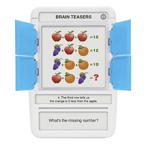 Brain Teasers Travel Game - Solve 100 Puzzles | Flash Cards with Slide Reveal Case | Card Game, Gift, Stocking Stuffer | Hours of Fun for Kids and Adults | Age 6+ - style: Brain Teasers