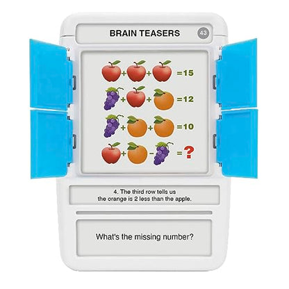 Brain Teasers Travel Game - Solve 100 Puzzles | Flash Cards with Slide Reveal Case | Card Game, Gift, Stocking Stuffer | Hours of Fun for Kids and Adults | Age 6+ - style: Brain Teasers