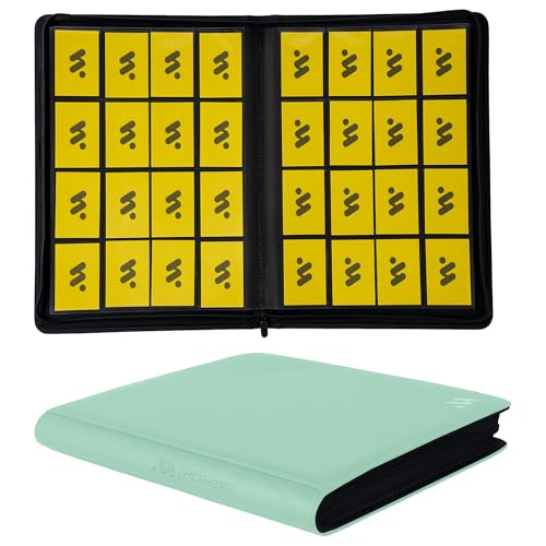 Card Binder 16 Pocket,Trading Card Binder Holds up to 1408 Cards with 44 Sleeves,Zipper Card Holder Album Compatible with TCG Card/Game Cards/Sports Card-Light green - color: Light Green